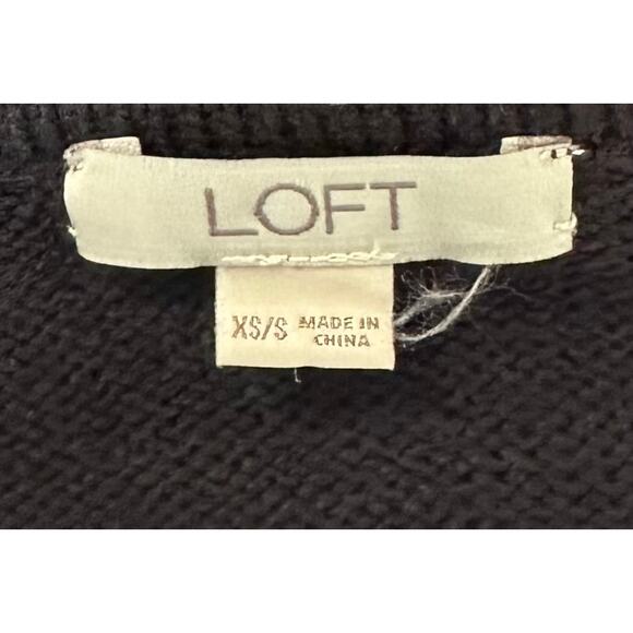 Loft Oversized Side Tie Poncho Sweater Black Pullover Size XS/S - Picture 10 of 10